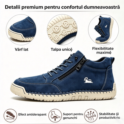 🎁Ultima zi pentru o reducere de 50%, nu ratați! ⏰Fabricate din piele de vițel australiană🐂Suport pentru picioare - ameliorează durerea de picioare✅Cusute manual, impermeabile și antiderapante
