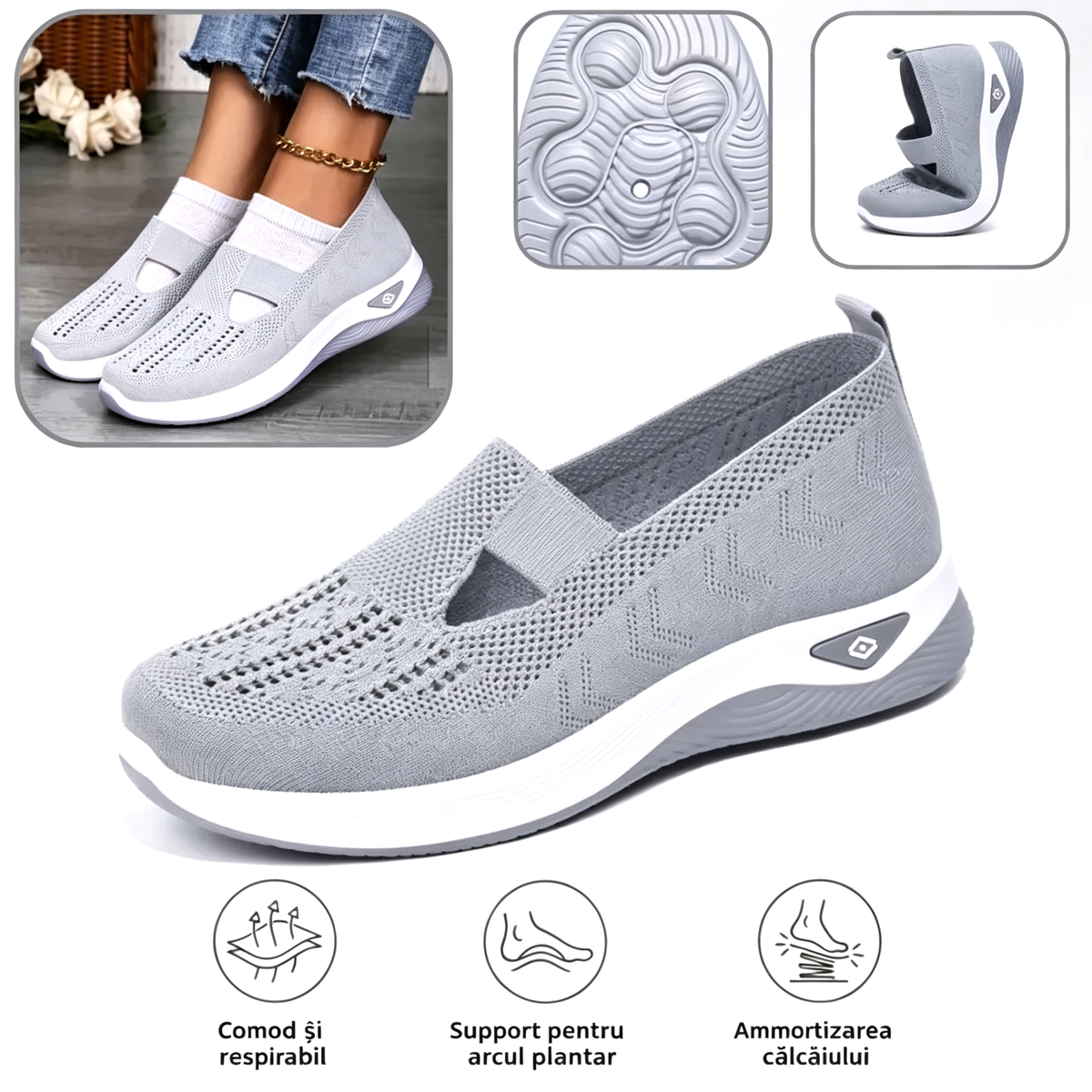 [⏰50% reducere astăzi - nu o ratați]🎉Au sosit noile pantofi de plimbare pentru femei! 👟Tălpi din spumă cu memorie🚶‍♂️ Mers fără durere | Susținere ortopedică + Confort maxim
