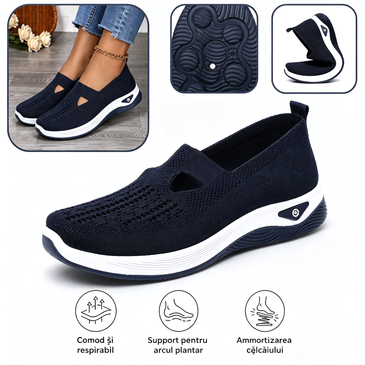 [⏰50% reducere astăzi - nu o ratați]🎉Au sosit noile pantofi de plimbare pentru femei! 👟Tălpi din spumă cu memorie🚶‍♂️ Mers fără durere | Susținere ortopedică + Confort maxim