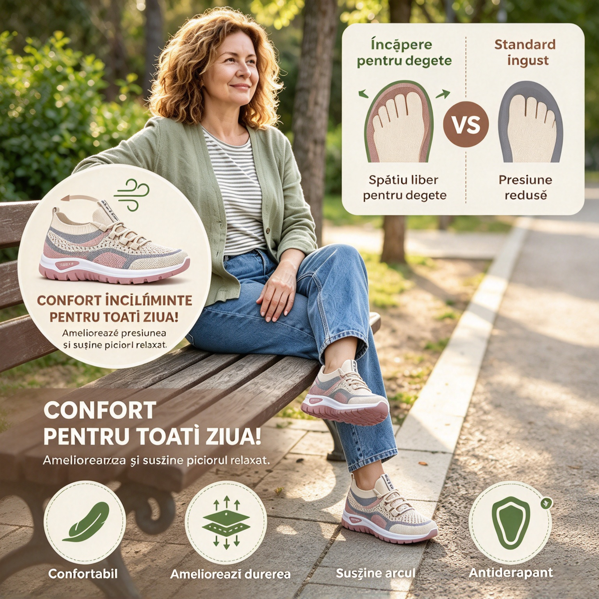 【🎁Ultima zi pentru o reducere de 50%, nu ratați!】✅ Încălțăminte ortopedică concepută special pentru persoanele cu probleme la picioare, pentru ameliorarea durerilor de spate, de articulații și de tălpi.